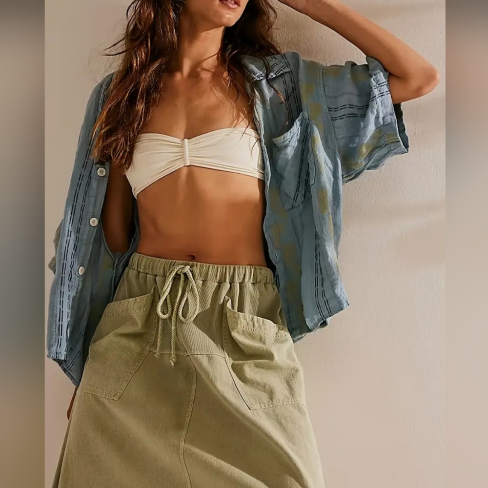 Olive Light Green Cocoon Balloon Skirt